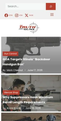 Förhandsvisning av webbplatsen The Truth About Guns, medium i USA för sponsrade artiklar