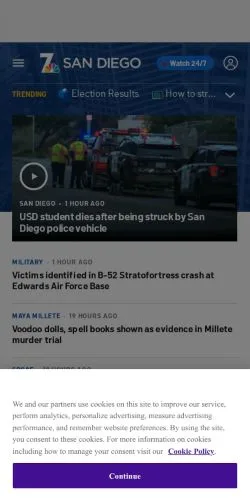 스폰서 기사용 미국 매체 NBC 7 San Diego 사이트 미리보기