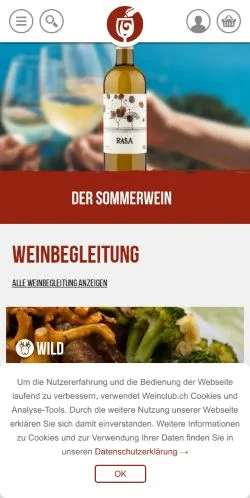 Anteprima del sito Weinclub, media di Svizzera per articoli sponsorizzati