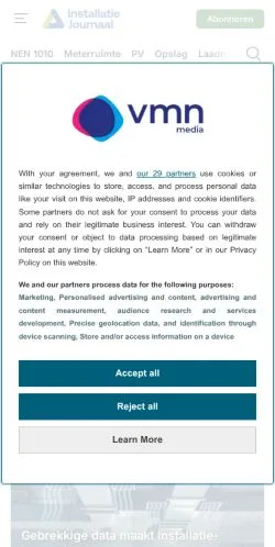 Anteprima del sito Installatiejournaal, media di Paesi Bassi per articoli sponsorizzati