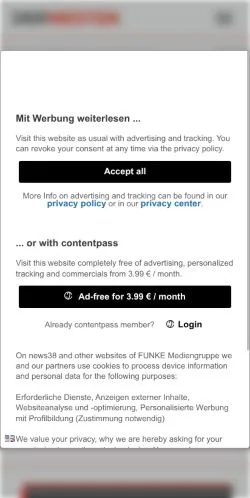 スポンサード記事向けのドイツメディア、Der Westenのサイトプレビュー