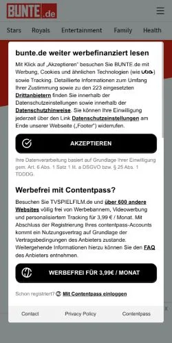 Vorschau der Website BUNTE, Medium aus Deutschland für gesponserte Artikel