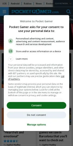 Aperçu du site Pocket Gamer, média de États-Unis pour articles sponsorisés