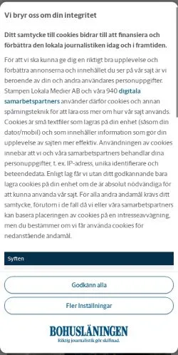 Anteprima del sito Bohusläningen, media di Svezia per articoli sponsorizzati