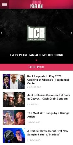 Pré-visualização do site Ultimate Pearl Jam, meio de Estados Unidos para artigos patrocinados