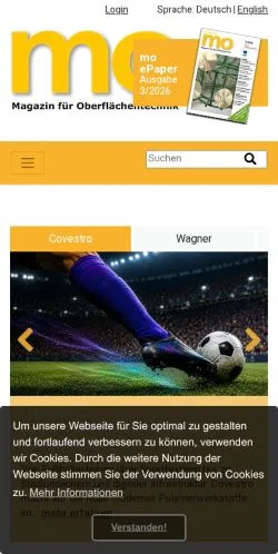 Vista previa del sitio Oberfläche, medio de Alemania para artículos patrocinados