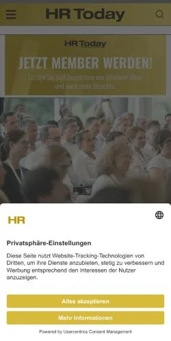 Vista previa del sitio hrtoday, medio de Suiza para artículos patrocinados