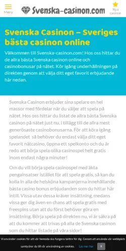 Vista previa del sitio Svenska Casinon, medio de Suecia para artículos patrocinados
