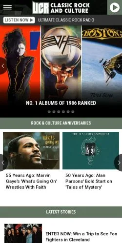 Forhåndsvisning av nettstedet Ultimate Classic Rock, medium fra USA for sponsede artikler
