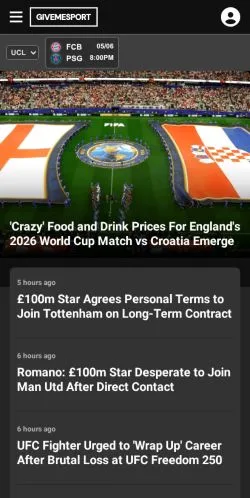 Anteprima del sito GiveMeSport, media di Stati Uniti per articoli sponsorizzati