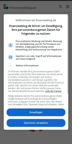 Anteprima del sito Finanzweblog, media di Germania per articoli sponsorizzati