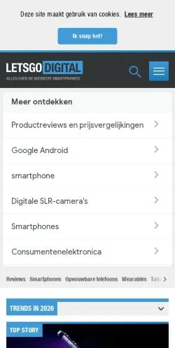Anteprima del sito LetsGoDigital, media di Paesi Bassi per articoli sponsorizzati