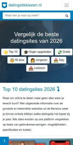 Anteprima del sito Datingsite Kiezen, media di Paesi Bassi per articoli sponsorizzati