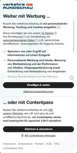 Anteprima del sito VerkehrsRundschau, media di Germania per articoli sponsorizzati