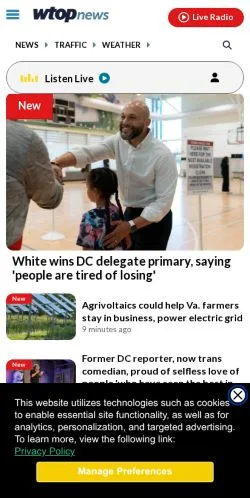 Pré-visualização do site WTOP, meio de Estados Unidos para artigos patrocinados