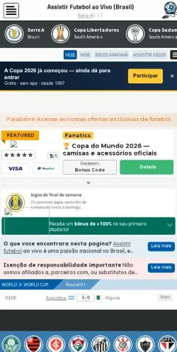 Anteprima del sito Futebol ao Vivo, media di Brasile per articoli sponsorizzati