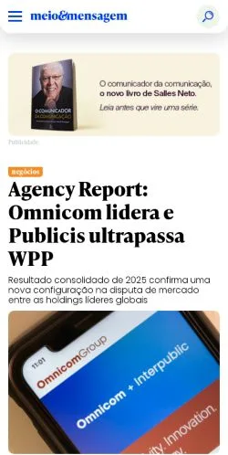 スポンサード記事向けのブラジルメディア、Meio e Mensagemのサイトプレビュー