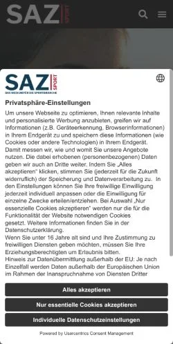 Anteprima del sito SAZsport, media di Germania per articoli sponsorizzati