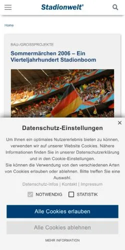 스폰서 기사용 독일 매체 Stadionwelt 사이트 미리보기