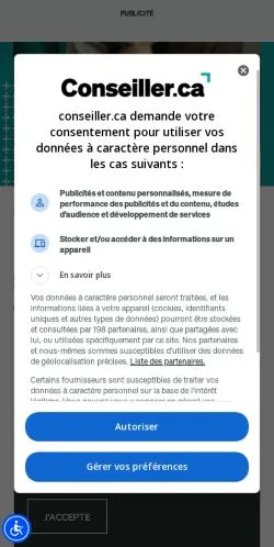 Aperçu du site Conseiller, média de Canada pour articles sponsorisés