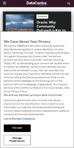 Aperçu du site Data Centre Magazine, média de États-Unis pour articles sponsorisés