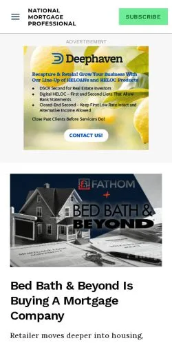 Anteprima del sito National Mortgage Professional, media di Stati Uniti per articoli sponsorizzati