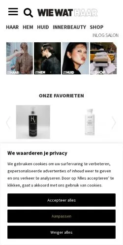Voorbeeld van de site Wie Wat Haar, medium uit Nederland voor gesponsorde artikelen