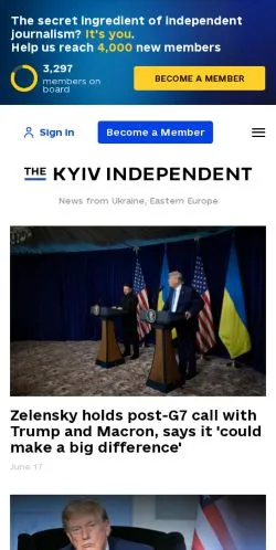 Anteprima del sito The Kyiv Independent, media di Stati Uniti per articoli sponsorizzati