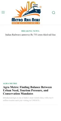 Anteprima del sito Metro Rail News, media di India per articoli sponsorizzati