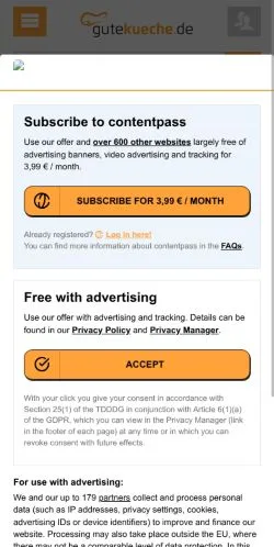 Anteprima del sito Gute Kueche, media di Germania per articoli sponsorizzati