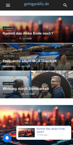 Anteprima del sito GoingPublic, media di Germania per articoli sponsorizzati