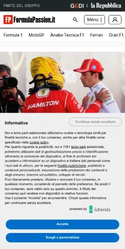 Podgląd witryny FormulaPassion, medium z kraju Włochy do artykułów sponsorowanych
