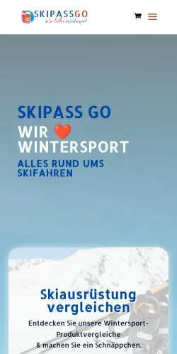 Pré-visualização do site Skipass Go, meio de Alemanha para artigos patrocinados