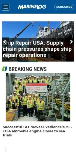 Aperçu du site Marine Log, média de États-Unis pour articles sponsorisés