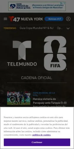 Sponsorlu makaleler için İspanya medyası Telemundo 47 sitesinin önizlemesi