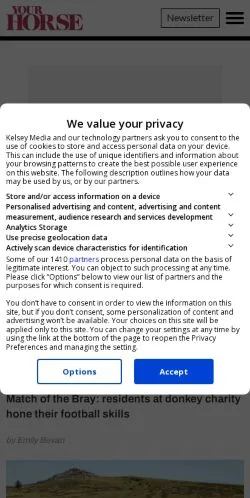 Anteprima del sito Your Horse, media di Regno Unito per articoli sponsorizzati