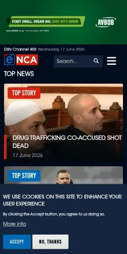 Forhåndsvisning av nettstedet eNCA, medium fra USA for sponsede artikler