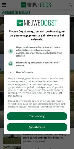 Anteprima del sito Nieuwe Oogst, media di Paesi Bassi per articoli sponsorizzati