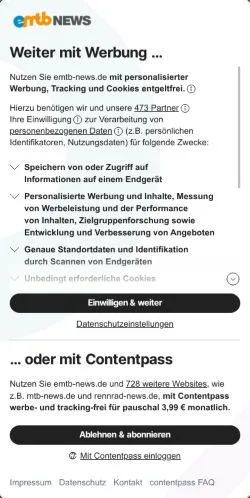Anteprima del sito emtb-news, media di Germania per articoli sponsorizzati