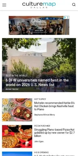 Anteprima del sito CultureMap Dallas, media di Stati Uniti per articoli sponsorizzati