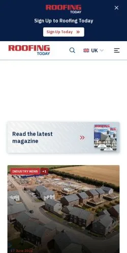 Anteprima del sito Roofing Today, media di Regno Unito per articoli sponsorizzati