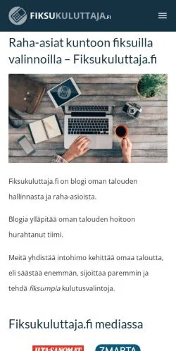 Anteprima del sito Fiksukuluttaja, media di Finlandia per articoli sponsorizzati