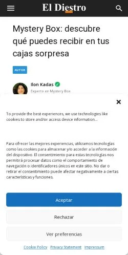Vista previa del sitio eldiestro, medio de España para artículos patrocinados