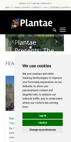 Vista previa del sitio Plantae, medio de Estados Unidos para artículos patrocinados