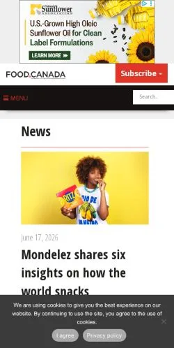 Anteprima del sito Food In Canada, media di Stati Uniti per articoli sponsorizzati