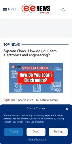 Podgląd witryny EENews Europe, medium z kraju Stany Zjednoczone do artykułów sponsorowanych