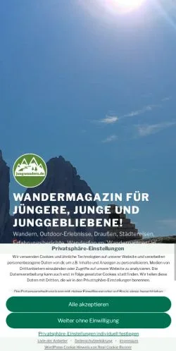 Anteprima del sito Jungwandern, media di Germania per articoli sponsorizzati