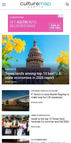 Anteprima del sito CultureMap Austin, media di Stati Uniti per articoli sponsorizzati