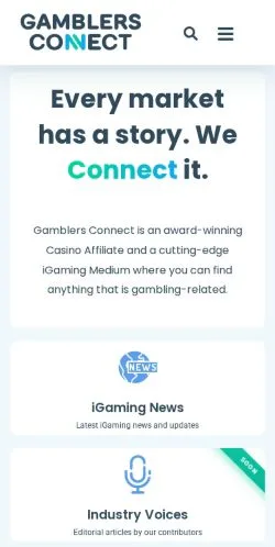 Forhåndsvisning av nettstedet Gamblers Connect, medium fra USA for sponsede artikler
