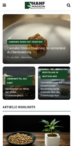 Anteprima del sito Hanf Magazin, media di Germania per articoli sponsorizzati